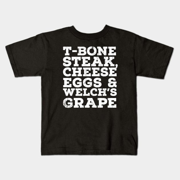 Guest Check - T-Bone Steak, Cheese Eggs, Welch's Grape Kids T-Shirt by Cybord Design